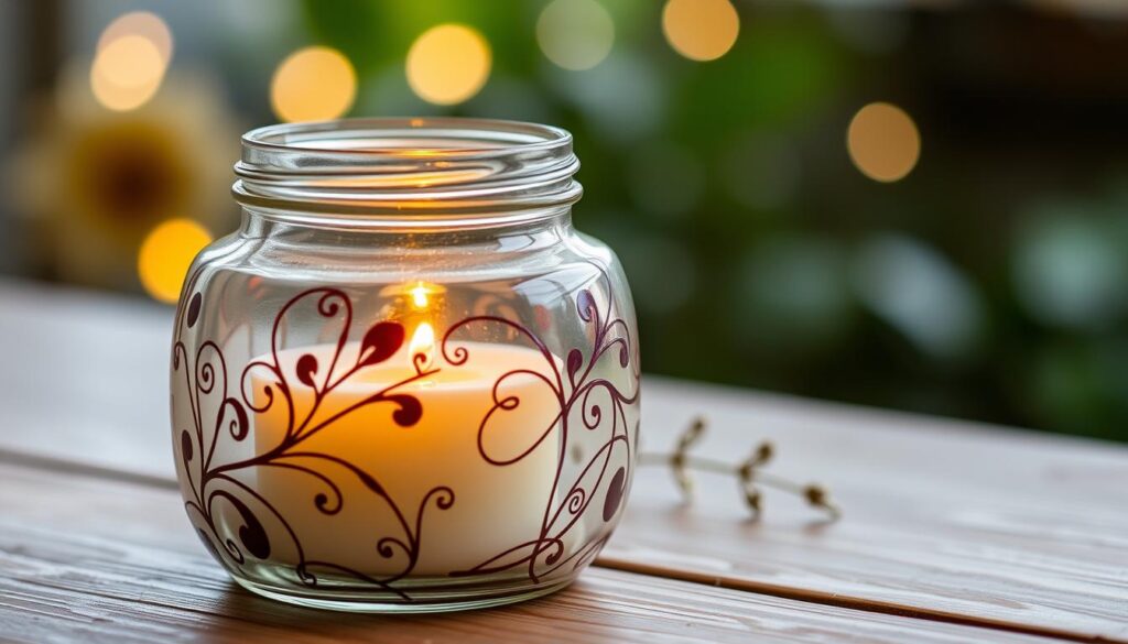 Imagem de uma vela aromática em um pote decorativo